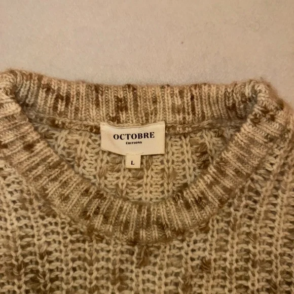 Octobre Editions Men’s Wool Speckled Chunky Knit Sweater SIZE L